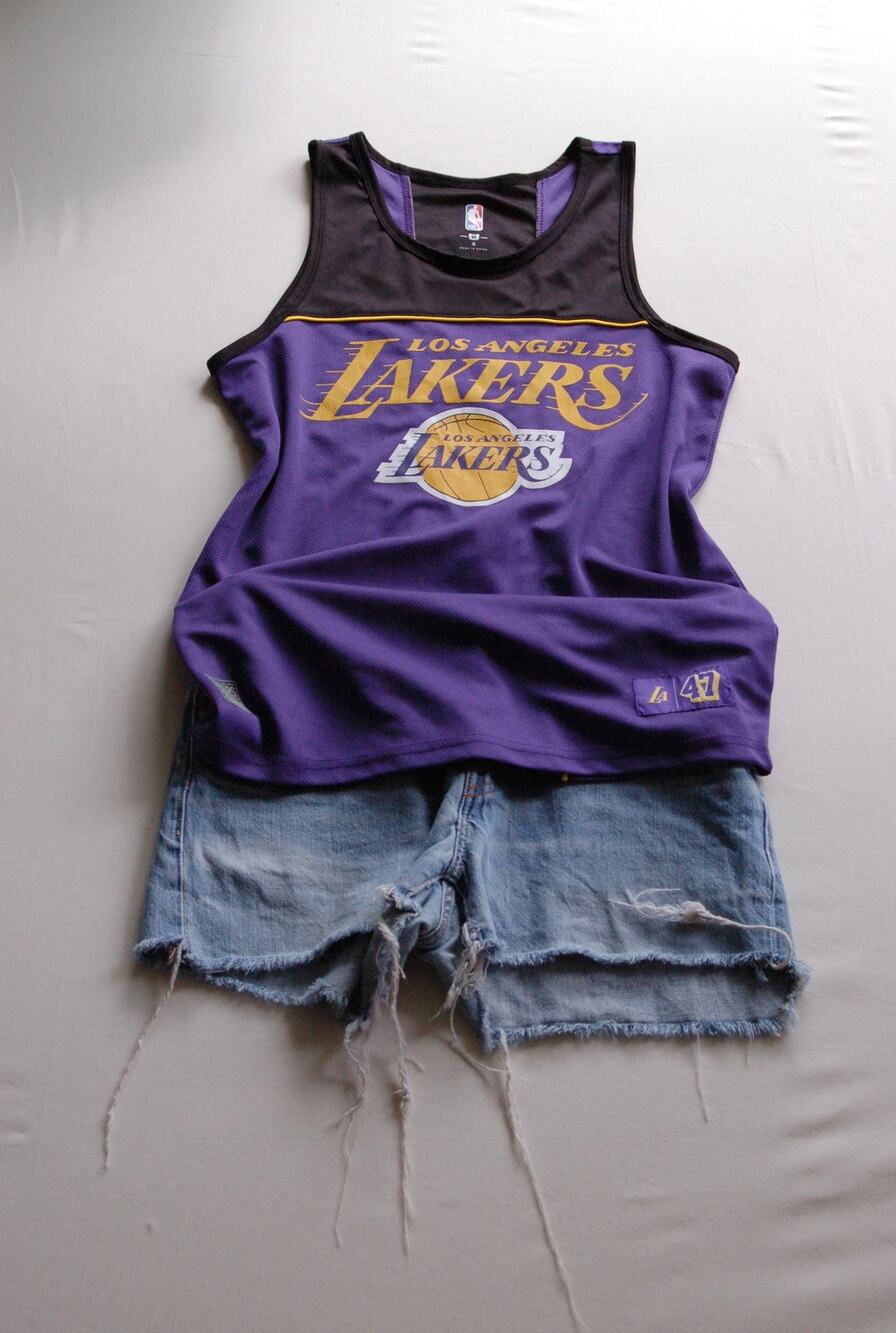 Los Angeles Lakers Mesh Tank Top Mens Small Purple Black Jersey NBA
